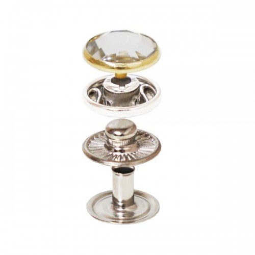 Bouton Pression Spring avec Calotte en Crystal